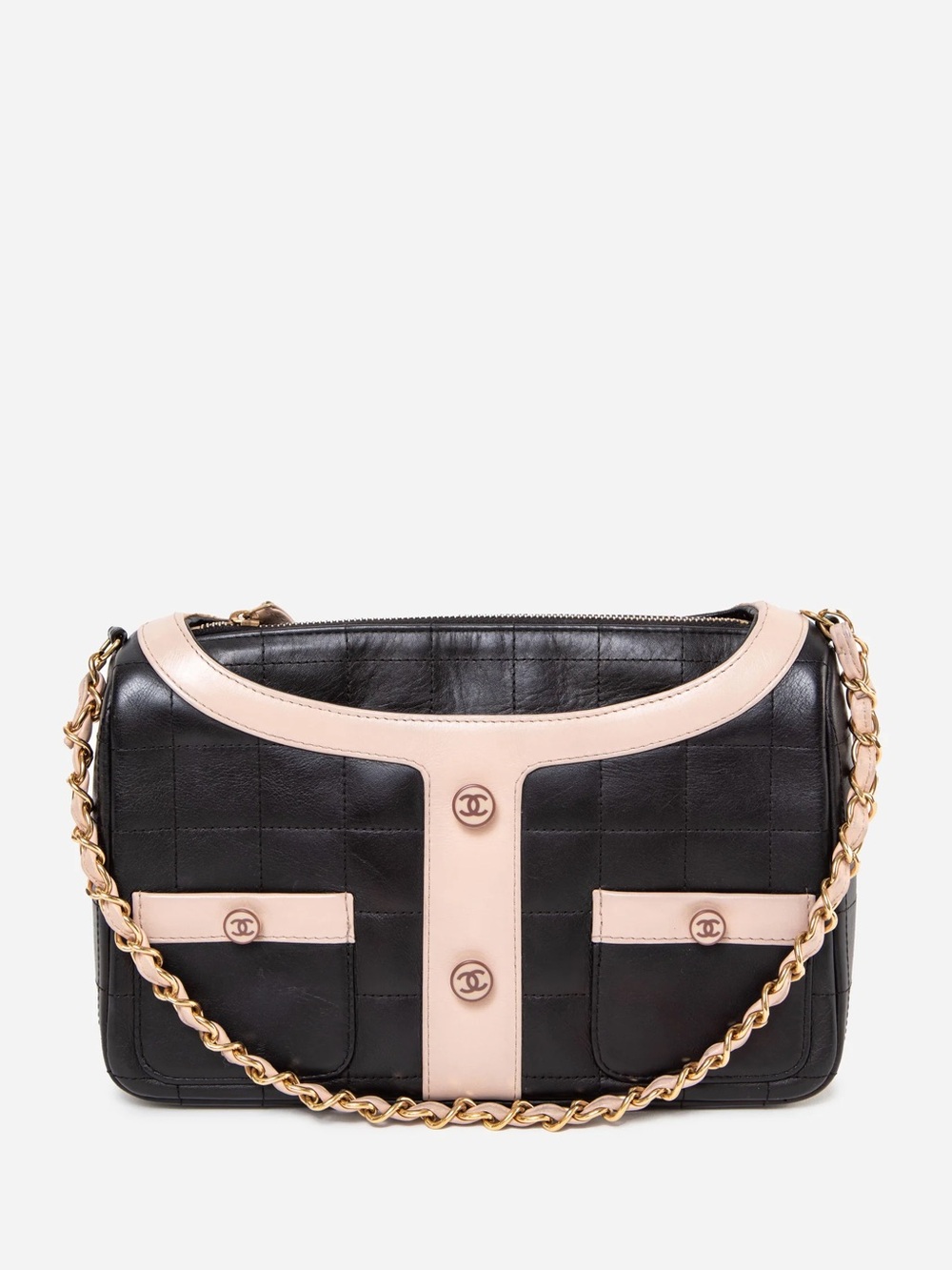 Pre-Owned Chanel 2002 Black & Pink Mademoiselle Jacket Shoulder Bag